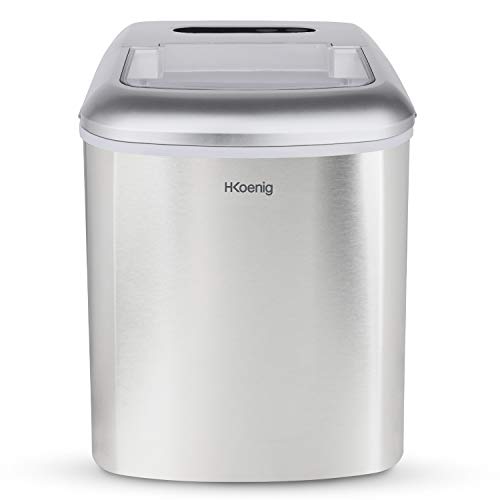 H.Koenig Machine à glaçons KB20, 12kg en 24h, 2 tailles de glaçons automatique électrique compact portable sans installation silencieuse 2,1L, cube de glace rapide prêt en 13min, à poser sur comptoir