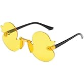 Mozff Yellow Cartoon Little Duck Personality Frameless Sunglasses Boys and Girls Copy Tide Sunshade Sunglasses Girls Gifts