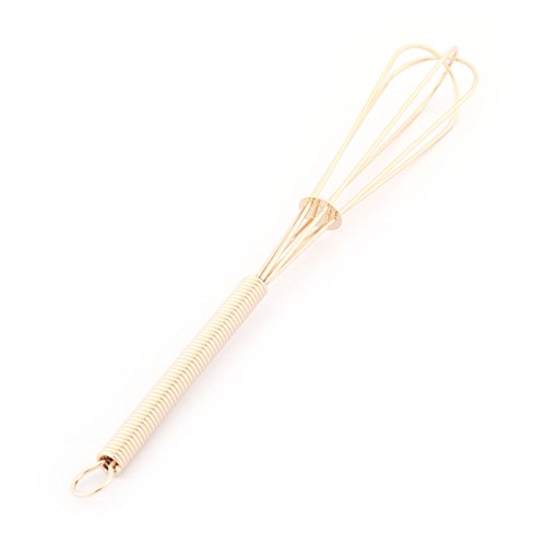 uxcell Stainless Steel Kitchen Spring Loaded Handheld Egg Mixing Beater 18cm Length Gold Tone