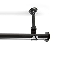 RoomDividersNow 108in-168in Hanging Curtain Rod with Brackets, Black