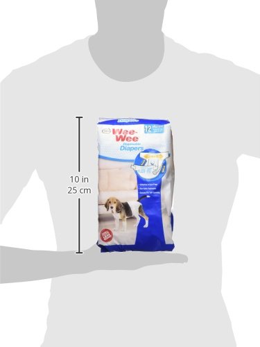 FOUR PAWS WEE-WEE SUPER ABSORBENT DISPOSABLE ADJUSTABLE DOG POTTY TRAINING DIAPERS, LEAK-PROOF PROTECTION FOR PUPPIES AND MEDIUM DOGS, EXTRA SMALL, 12 COUNT