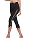 TELALEO Yoga Pants for Women with Pocket, High Waisted Mesh Workout Running Exercise Capri Leggings Pants Black Medium