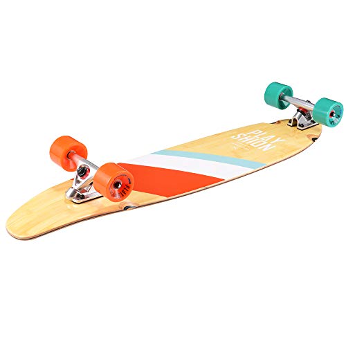 Playshion-38-Inch-Kicktail-Bamboo-Longboard-Skateboard-Cruiser-Complete