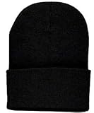 brandsonSale Long Knit Beanie Hat Black Black, OneSize