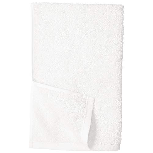 Amazon Basics Cotton Hand Towel, 12-Pack, White, 26" x16"