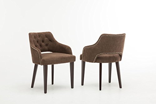 Set Of 2 Oliver Smith Contemporary Tufted Nailed Microfiber Modern Sofa Chair Sofa Arm Chairs 10009 Brown