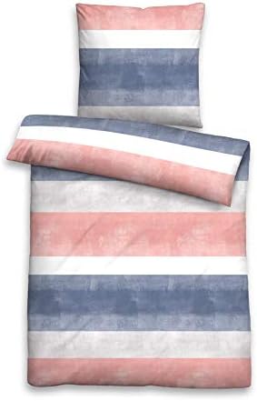 Traumhaft Schlafen - Castell – Markenbettwäsche 0060888 Bed Linen Set with Pillowcase Cotton Satin 1 x 155 x 220 cm and 1 x 80 x 80 cm Marine