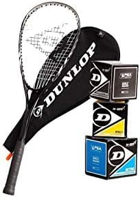 Dunlop Squash Set: Biotec Lite TI Silver Deluxe Squash Racket (1 x Silver Deluxe Set incl. 3 balls)