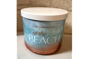 Bath & Body Works at The Beach 3-Wick Candle, 14.5 oz Scented Jar Candle, Soy and Paraffin Wax Blend with Decorative Lid, Coa