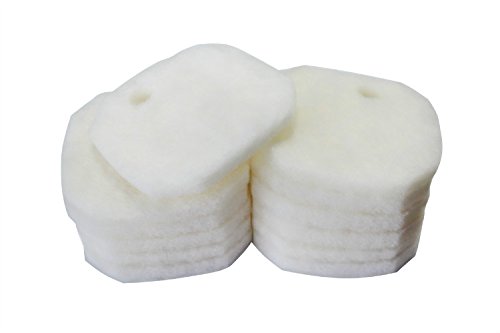 LTWHOME Generic Poly Filter Wool Pads for AquaOne Aqua One AQUIS 1200/1250 and 1000/1050(Raw White, Pack of 12)