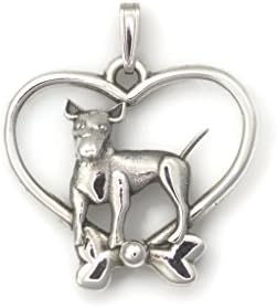 Sterling Silver Bull Terrier Necklace, Silver Bull Terrier Pendant fr Donna Pizarro's Animal Whimsey Collection