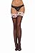 Dreamgirl Women's Sheer Thigh-High Stockings with Contrast Lace and Bow