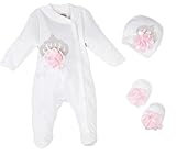 Eda Baby Girl Jeweled Crown Layette 3 Piece Gift Set 0-3M Pink