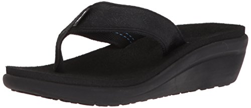 Teva Womens Women's W Voya Wedge Flip-Flop, Motif Blackout, 8 M US