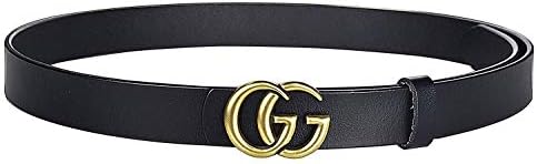 Fashion G-Style Gold Buckle Unisex Cowhide Leather Belt Vintage Thin Dress Belts For Jeans