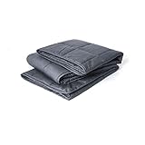 HOSUKKO Weighted Blanket Adult 48''x72'', 15lbs for 140-180lbs Individual,Twin Size Bed Weighted 2.0 Heavy Blanket 100% New Cotton with Glass Beads Grey for Adults, Youths