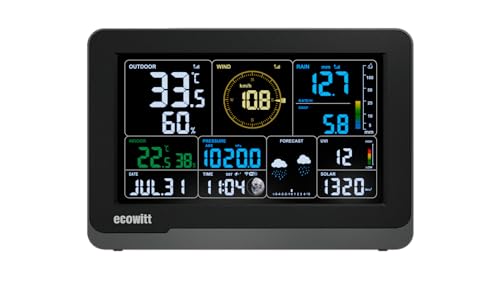 Ecowitt WS3900 Wi-Fi Weather Station Kit Indoor Outdoor, Includes Indoor 7.5'' LCD Large Display Console and WS69 Outdoor Sensor Array,915 MHz