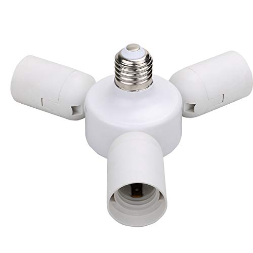 Toplimit 3 in 1 Standard Light Bulb Lamp Socket Adapter Splitter E26 and E27 Heat-resistant PBT Photography Household Bulb Socket Light Socket Splitter