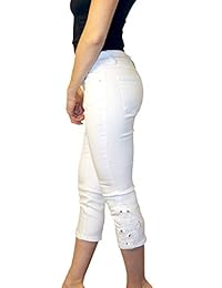 INC conceptos internacionales Petite adornado blanco lavado recortada Jeans