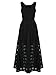 Clothink Women Black Organza Plaid Print Skater Elegant Long Maxi Dress XL