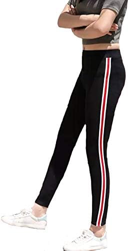 CLOUDWOOD White & Red Side Stripe Ankle Length Women Girls Teenagers Leggings Black -(Leg_17)