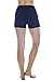 90 Degree By Reflex Soft Comfy Activewear Lounge Shorts with Pockets and Drawstring for Women - Heather Navy - Large