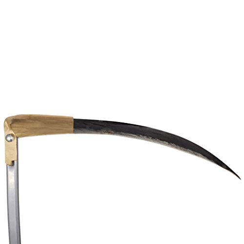 mewmewcat 4.7 inches Weeding Scythe Hand Weed Sickle Scythe with Grinding Stone Metal Outdoor Durable Garden Farm Tool with 2 Handles