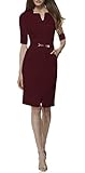 REPHYLLIS Women's Official v Neck Optical Illusion Half Sleeve Business Dress