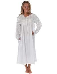 Camisón victoriano con bolsillos (100% algodón, 7 tamaños)