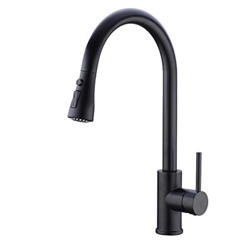 Matte Black Kitchen Sink Faucet Delle Rosa Pause Function 2 Water Mode 360 Degree Rotation Pre-rinse Pull Out Kitchen Faucet
