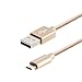 Micro USB Cable, CableCreation 6 Feet USB 2.0 to Micro-USB Cable, High-Speed A Male to Micro B Triple Shielded Cable, 1.8 Meters/ Gold Cotton & Aluminum