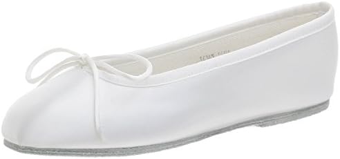 White Satin Ballet Flat Baby Girl's Shoes (Little Girl's 13.5, White)