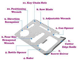 ProTool 11-Tools-in-1 Stainless Steel Credit Card-Sized Survival Tool Silver