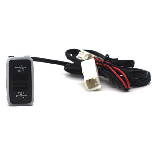 Disscool Dual USB Power Socket for Toyota Vigo QC3.0, Quick Charge Car Charger USB Adapter for Smartphone/iPad/PDA and More,Max 6.4A Output (4020mm)