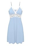 Ekouaer Womens Enchanting Lace Nightshirts Chemises Slip Plus size (Blue, XL)