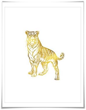Tiger Gold Foil Art Print. 7 Foil Colours. 3 Sizes. Animal Print, Wildlife Art, Tiger Poster.