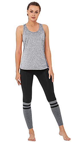 VIISHOW WORKOUT TANK TOPS FOR WOMEN SLEEVELESS YOGA TOPS FOR WOMEN MESH BACK TOPS RACERBACK MUSCLE TANK TOPS, MA GRAY,XX-LARGE
