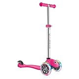 Globber 3 Wheel Adjustable Height Scooter with LED Light Up Wheels (Pink/Chrome)