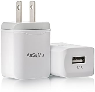 Aasama (TM) Universal 2.1A USB Wall Charger Adapter for iPhone iPad Smartphones and More (2 Pack)