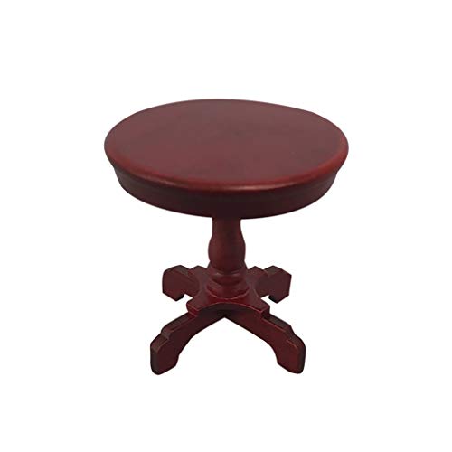SXFSE Dollhouse Decoration Accessories, 1:12 Dollhouse Furniture Miniature Wooden Round Side Table Kids Pretend Play Toy