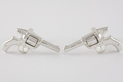 ZAUNICK Revolver Cufflinks Sterling Silver, rotating gun barrel