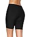 Anfilia Womens Long Board Shorts High Waist Swim Shorts Solid Swimsuit Bottom