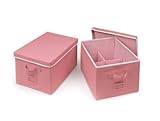 Badger Basket Folding Storage Baskets with Adjustable Dividers, Pink, Large, 2 Count