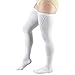 Truform Anti Embolism Stockings, Thigh High Post Surgery Recovery Hospital Style, 18 mmHg Compression for Men and Women, Full Length TED Hose, Closed Toe, White, X-Large