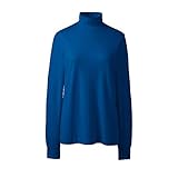 Lands' End Women's Relaxed Cotton Mock Turtleneck, S, Bright Sea Blue