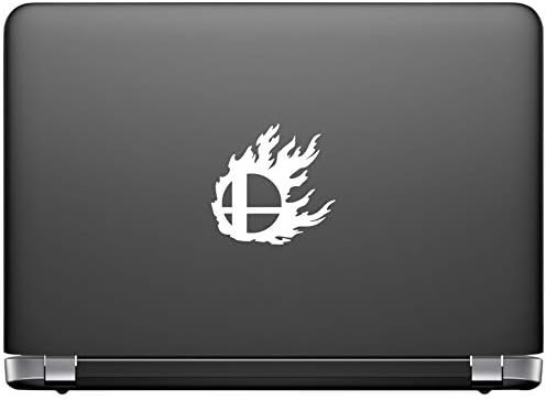 Flaming Smash Ball [Pick Any Color] Vinyl Transfer Sticker Decal for Laptop/Car/Truck/Window/Bumper (3in x 3in (Laptop Size), White)