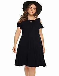 Ivicoer - Vestido de verano para mujer, con mangas de volantes, hombros descubiertos, con bolsillos, talla grande