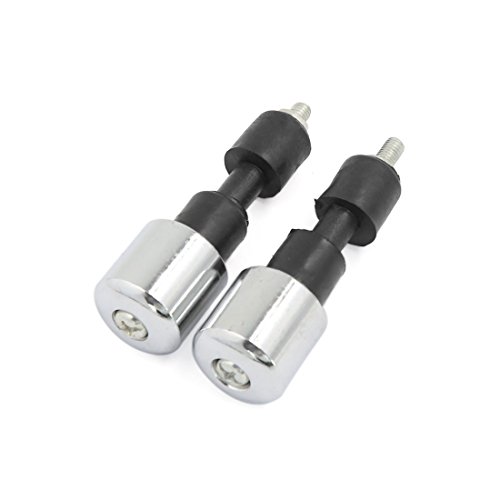 uxcell Universal Motorcycle Street Bike 7/8" Handlebar Grips Bar End Caps Sliver Tone 2pcs