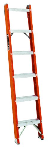 Photo 1 of **MAJOR DAMAGE TO TOP STEP AND SIDE TOP-SEE PICS***8 Ft. Fiberglass Shelf Ladder with 300 Lb. Load Capacity Type IA Duty Rating