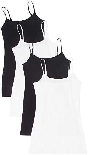 4 Pack Active Basic Women's Basic Tank Top (1X,Black/Black/White/White)